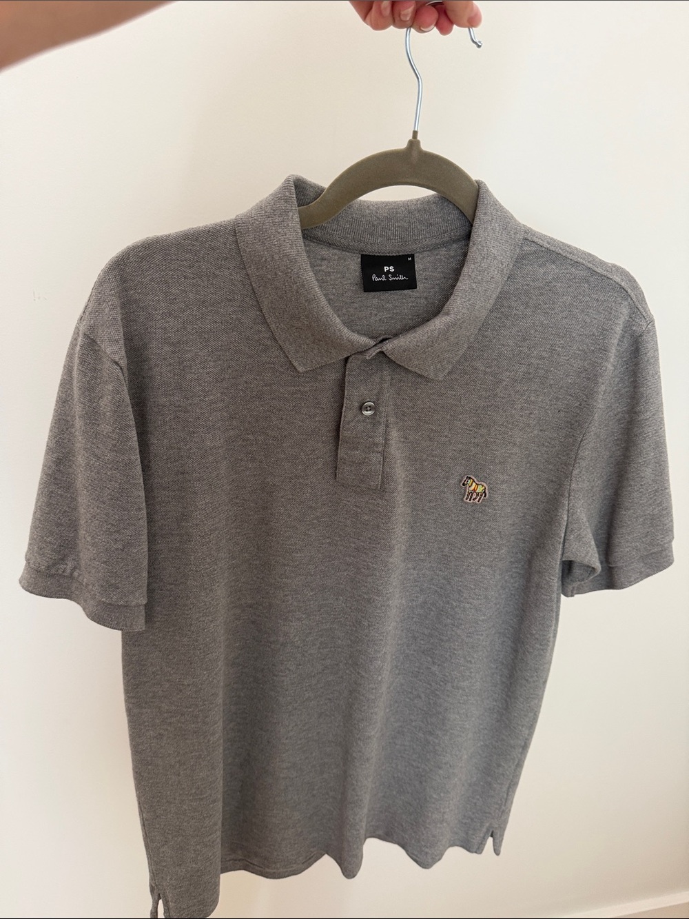 PS Paul Smith Grey Short-Sleeve Polo with Zebra Patch
